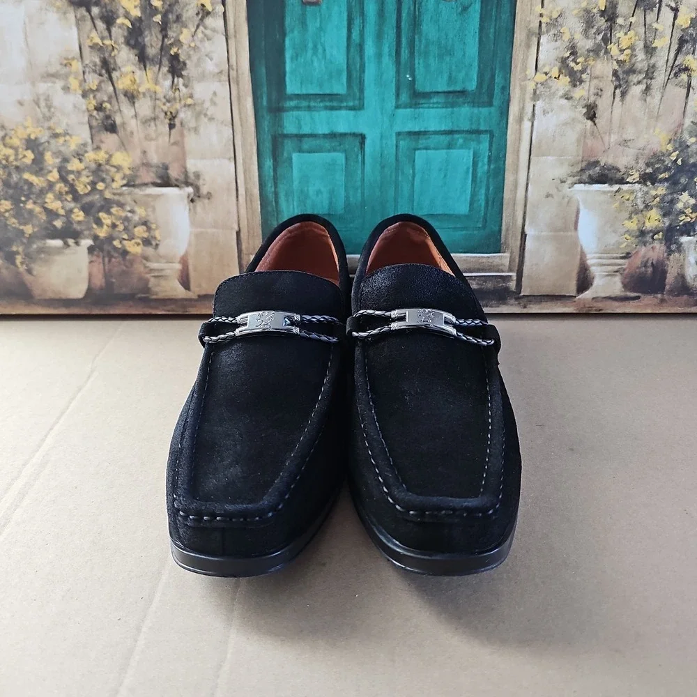 Stacy Adams Shoes Mens 8.5 M Reginald Black Suede Loafers Rubber Soles